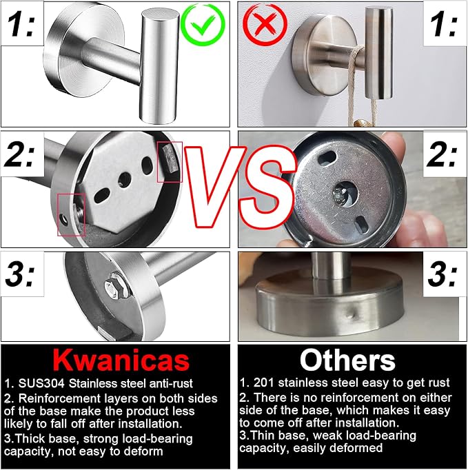 5 Pieces Brushed Nickel Bathroom Hardware Set Include 16inch Towel Bar,2pcsTowel Hooks,Toilet Paper Holder,Hand Towel Ring Round SUS304 Stainless Steel Bathroom Accessories Set Heavy Duty Wall Mounted