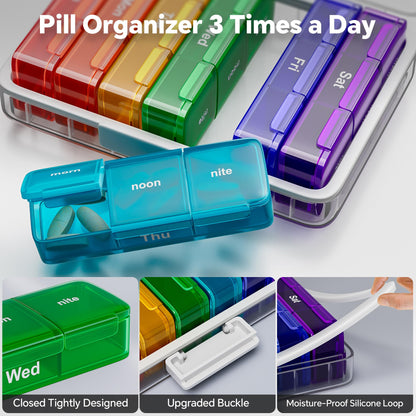 CTIME 3-Tier Medicine Organizer with Pill Case - Portable Pill Case & Empty First Aid Kit for Home, Travel, RV, School, Dorm, Ideal Elderly, Father Gift