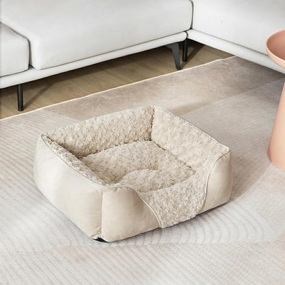 INVENHO Small Dog Bed Rectangle Washable Orthopedic Soft Calming Sleeping Durable Pet Cuddler with Anti-Slip Bottom