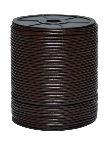 Cords Essentials Round Genuine Leather String Cord, Rope for Jewelry Making, Necklaces, Bracelets, Kumihimo Braiding, Wraps, Crafts and Hobby Projects (Dark Brown, 3.0 MM)
