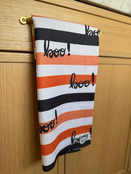 Desert Aqua 2 Pack || Double Sided|| Not Your Ordinary Kitchen Towels || Dish Towels || Quick Dry || Waffle Weave Microfiber || Designer Prints || Highly Absorbent || Hanging Hook (Halloween Boo)