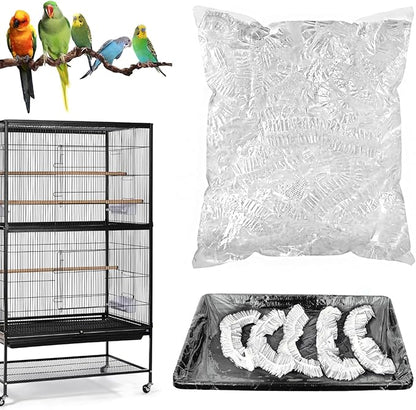 50 Pack Disposable Bird Cage Liners, Clear Plastic, 35x24 Inches, Leak-Proof, Universal Tray Liner Bags for Parrots, Canaries, Cockatiels