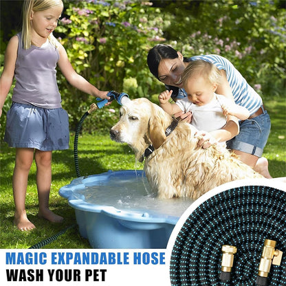 Expandable Garden Hose 75FT-Expanding Water Hose with Thumb-Controlled 10 Spray Nozzles&3750D Outer Fabric, Durable Collapsible Latex Core, Ultra Lightweight & Flexible