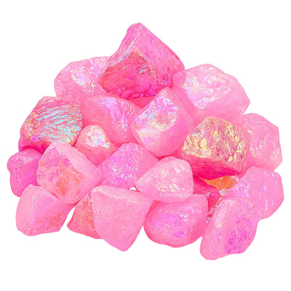 Amazing Gemstone Angel Aura Rose Quartz Raw Crystals and Healing Stones, Natural Rocks for Tumbling - DIY Raw Stones and Crystals, 2 Pieces