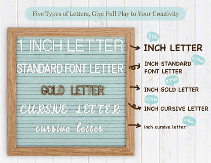 Blue Felt Letter Board - 10x10 Inch, Pre Cut & Sorted 725 Letters, First Day of School Sign, Changeable Message Board for Classroom & Farmhouse Wall Decor