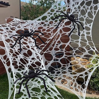 JIEFULL Halloween Decoration Giant Spider, 5 Ft Scary Hairy Spider - Black, Brown & White, Large Props for Halloween Outside Haunted House Yard Lawn Home Decor (Black)