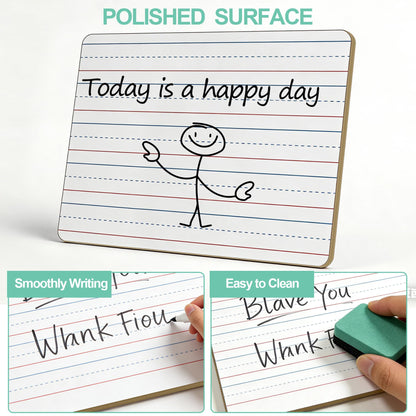 32 Pack Small White Boards, 9"x12" Mini Portable Handheld Learning Whiteboards, Double Sided Personal Dry Erase Boards with Lines for Kids, Students, Teachers Classroom School Pack