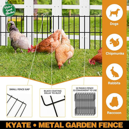 19.83ft(L) X 13inch(H) No Dig Fence, 14 Panels Animal Barrier Fences Rustproof Metal Bottom Fencing Border, Rabbits Dog Digging Blockers Ground Stakes Defense for Outdoor Landscape Patio