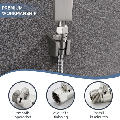 Water Flow Control Valve, Angle Simple Brass Shower Shut Off Valve, Flow Restrictor for Handheld Shower, Bidet Sprayer, Brushed Nickel