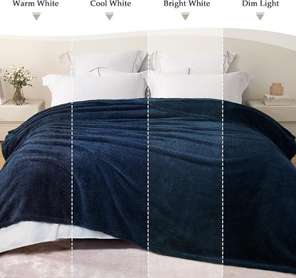 Exclusivo Mezcla Fleece Bed Blankets Queen Size, Ultra Soft, Lightweight and Fuzzy Navy Blue Blanket for Women, Home Decor, 90x90 Inches