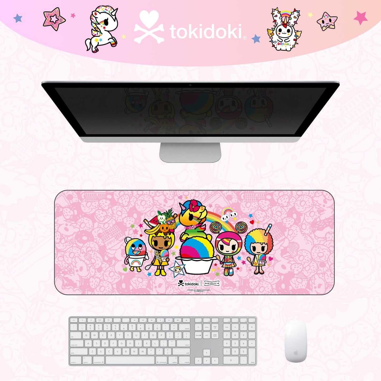 tokidoki Unicorno Mouse Pad Large Gaming Computer Mouse Pad Extended Keyboard Desk Accessories for Office Computer Laptop