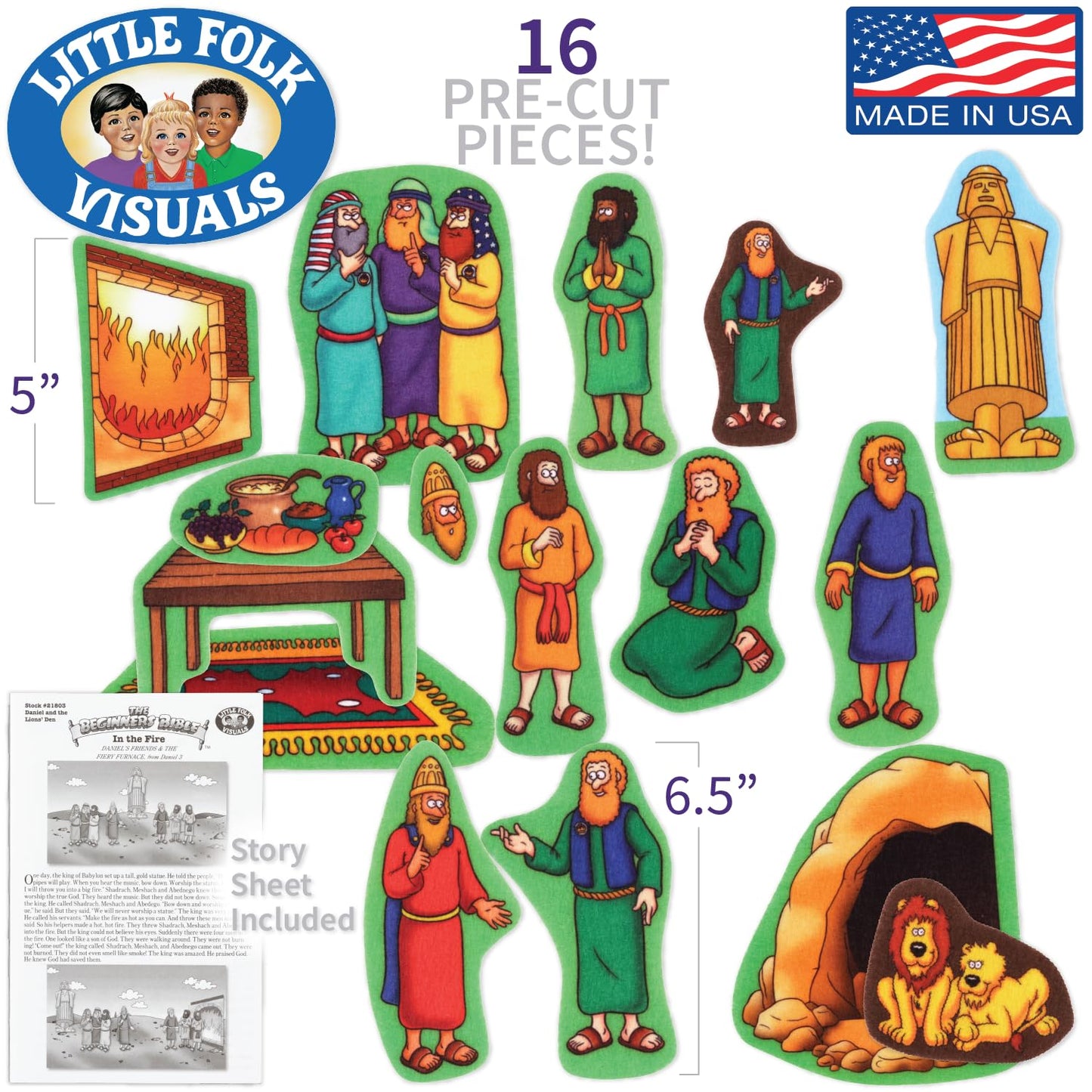 Little Folk Visuals Beginners Bible: Daniel Precut Felt Pieces, 16 Pieces Set
