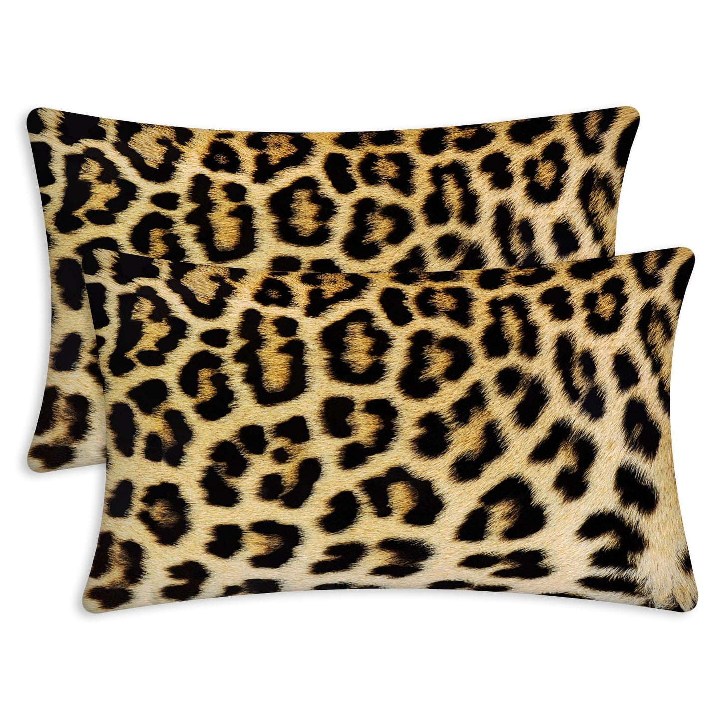 Kerton Stork Cheetah Throw Pillow Covers 12X20 Set of 2, Leopard Lumbar Decorative Throw Pillows for Couch Bed- Long Soft Washable Animal Print Throw Pillow Cases for Sofa Bedroom Dorm, Black Yellow
