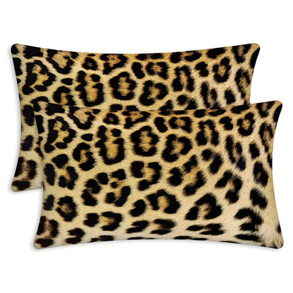 Kerton Stork Cheetah Throw Pillow Covers 12X20 Set of 2, Leopard Lumbar Decorative Throw Pillows for Couch Bed- Long Soft Washable Animal Print Throw Pillow Cases for Sofa Bedroom Dorm, Black Yellow