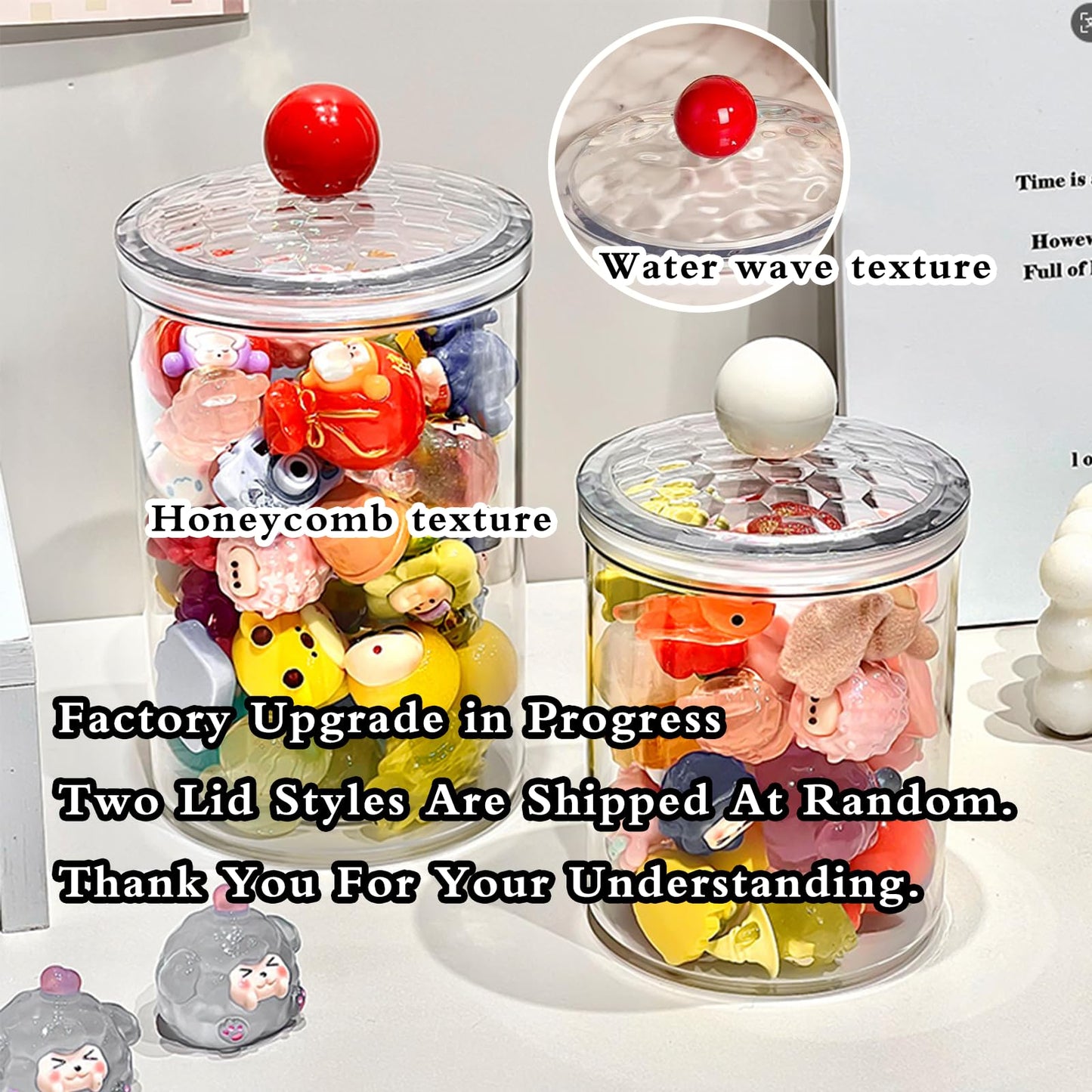 FISDEN Set of 3 Acrylic Apothecary Jars, Airtight Candy Cookie Canister with Lids, Bathroom Vanity Organizer for Cereal, Spice, Snack, Food Storage, Bath Salt, 30oz, 47oz, 67oz