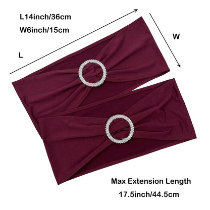 Maiangel Spandex Chair Sashes Bands, Burgundy, 50PCS