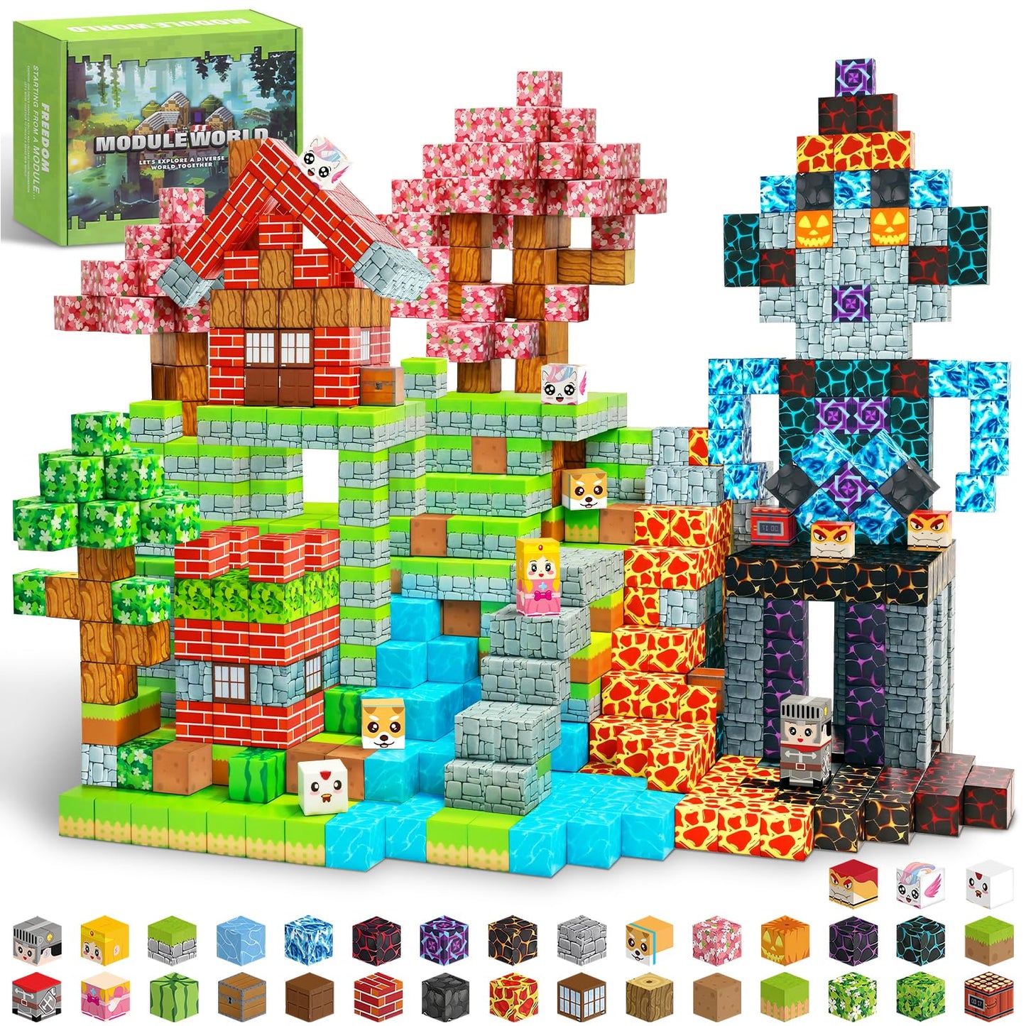 MUUHU 300PCS Magnetic Blocks - 0.8" Magnetic Building Blocks Toys for Kids Magnet Blocks Cubes Games Stem Building Toys Christmas Birthday Gifts Toys for Boys Girls 3 4 5 6 7 8 9 10 Years Old
