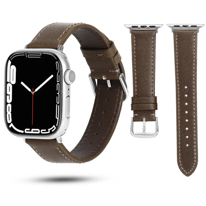 Soft Top-Grain Leather Watch Band Men Women, Compatible with All Apple Watch Series, Breathable, Sweat-Resistant iWatch Strap