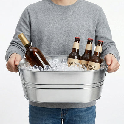 Dicunoy 2 Pack Ice Buckets Galvanized Tub, 1.2 Gallon Beverage Tubs for Parties, Metal Beer Drink Buckets with Handles, Wine Cooler Storage for Champagne Cocktails Bar Supplies