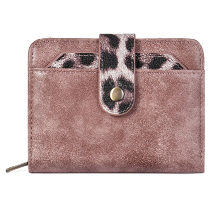 GAEKEAO Small Leather Credit Card Holder Wallets for Women RFID Blocking Bifold Wallet Zipper Pocket with Removable ID Window