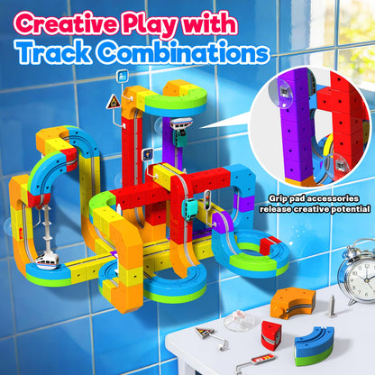 Goody King Electric Train Set for Kids, 3D Stem Electric Train Set with Train and Traffic Signs, 3D Racing Track Sets for Kids, 3+ Years Old Boys & Girls Birthday