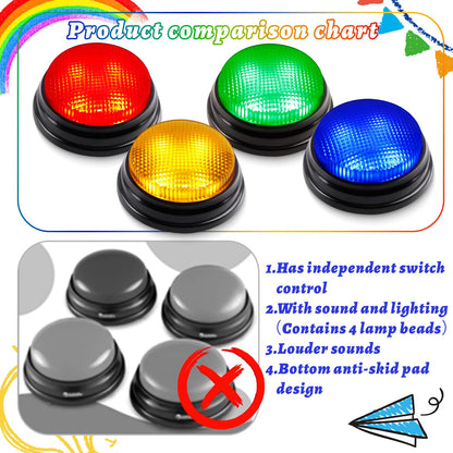 BEAN LIEVE 4-Pack Game Buzzers - Family feud Buzzer with Lights and Sounds, Answer Buzzers for Classroom, Quizzes Party, Buzzer for Game Show for Kids, Adults and Teacher Supplies