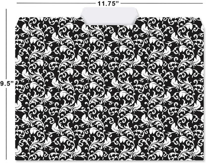 Current Elegant Black File Folders Value Pack - Bulk Set of 24, 6 Pretty Decorative Designs, 1/3 Cut Tabs, Heavy-Duty Paper Stock, Office Supplies for Home & Work, 9-½” x 11-¾” Letter Size