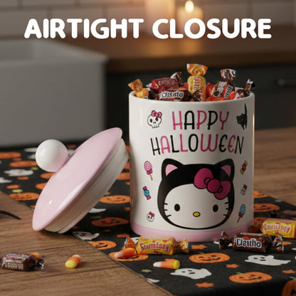 Silver Buffalo Sanrio Hello Kitty Halloween Ceramic Cookie Jar, 64 Ounces