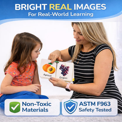 250 Flash Cards for Toddlers 1-3 with Rings, Toddler Flashcards with ABC Flash Cards Included, Improve Talking Flash Cards, Toddler Flash Cards 1-2