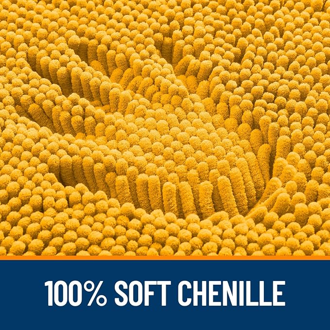 OLANLY Bathroom Rugs 35x24, Extra Soft Absorbent Chenille Bath Rugs, Rubber Backing Quick Dry, Machine Washable Bath Mats for Bathroom Floor, Tub and Shower, Home Decor Accessories, Golden Yellow