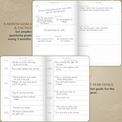 Legend Planner Hourly Schedule Edition – Deluxe Weekly & Daily Organizer with Time Slots. Time Management Appointment Book Journal for Work & Personal Life, Undated, A5 Hardcover – Seashell, Gold Foil