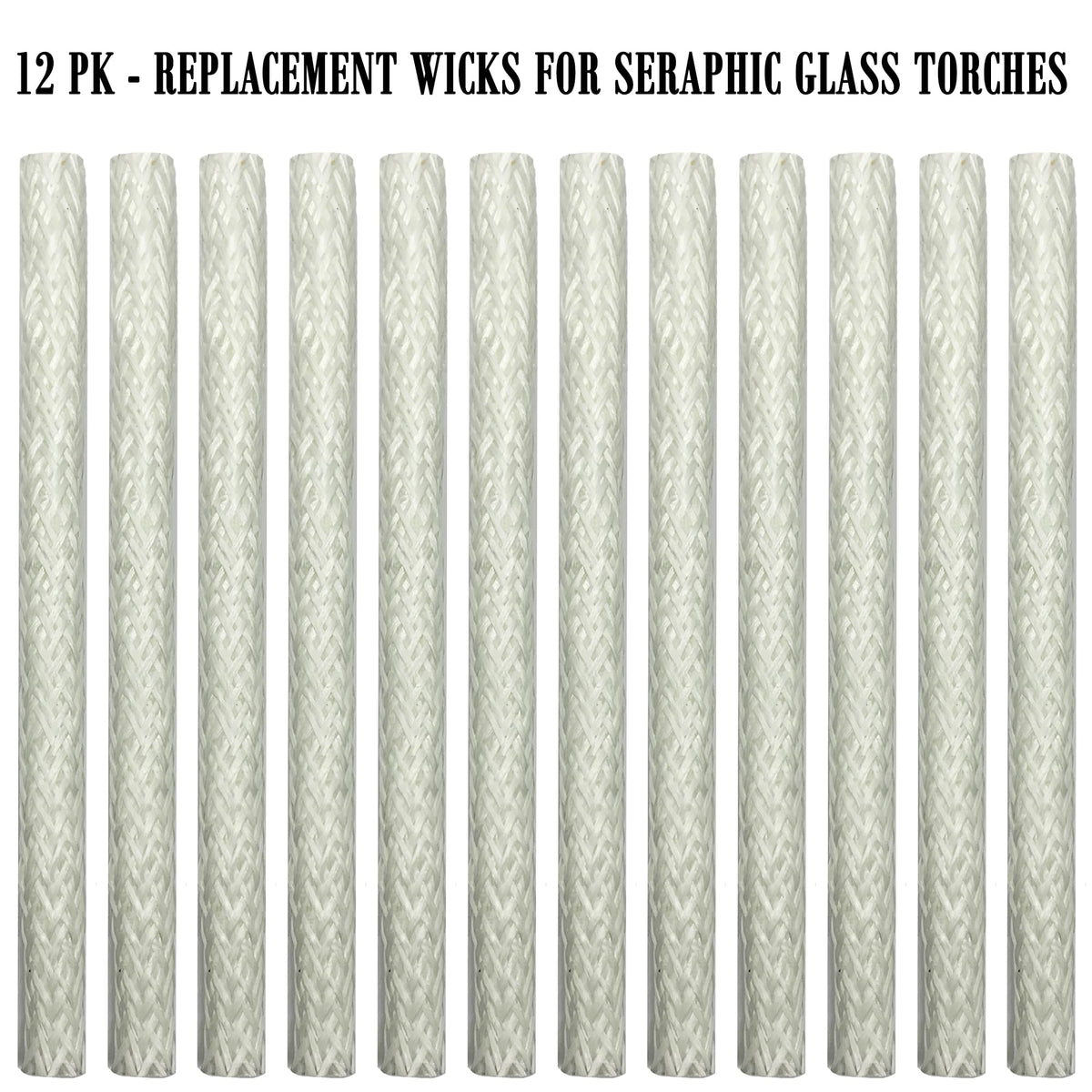 Seraphic Fiberglass Replacement Wicks for Tiki Torches, Pack of 12, 6 Inch, Ideal for Outdoor Use