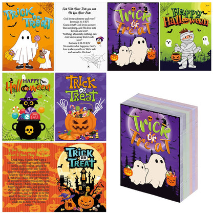 Engrowtic 240 Pcs Halloween Gospel Tract Card Bulk Pumpkins Salvation Cards Pocket Holy Postcard Prayer Postcards Christian Inspirational Church Bible Verses Bookmark for Religious Gift(Ghost Style)