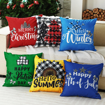 Mindsoft 20 Pcs Holiday Pillow Covers 18 x 18 Easter Pillow Cover Spring Summer 250th Anniversary Pillowcase Decorative Seasonal Cushion Case for Farmhouse Home Sofa(Festival)