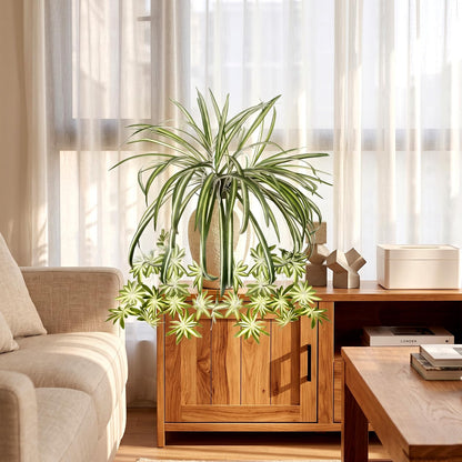 Zelphvt 2 Packs Artificial Spider Plant, 24 Inch Fake Hanging Greenery Plant UV Resistant Faux Chlorophytum Comosum Silk Spider Plants for Indoor Outdoor Home Garden Office Decor (Pot Not Included)