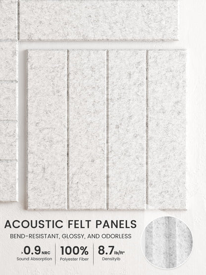 Bumusty Large Cork Board Alternative-48 x 36" Felt Bulletin Board Tiles, with 30 Pushpins, 70 Adhesive Tabs, Bold-Stripe 12-Pack, Cork Boards for Office Push Pin Board Felt Board-Light Gray