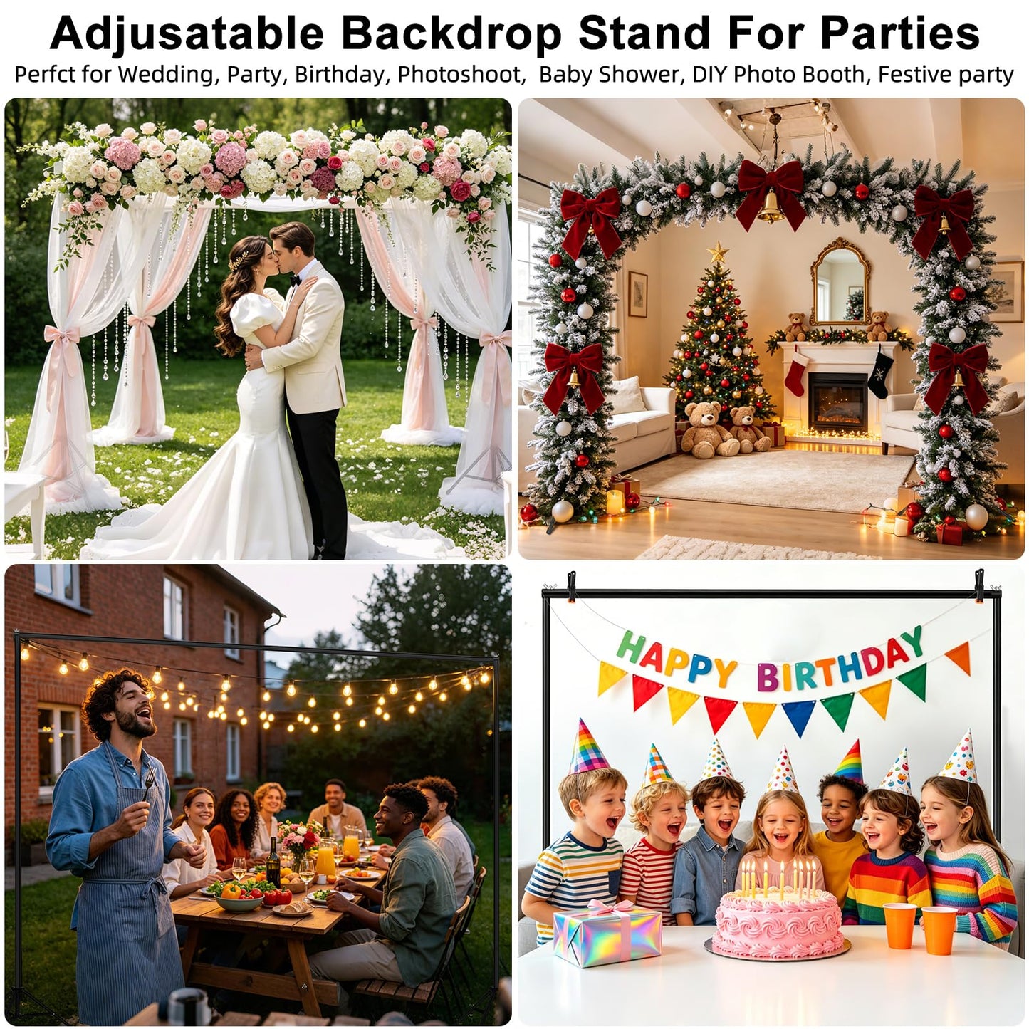 Backdrop Stand 10x7ft(WxH)- 7 Widths Photo Studio Adjustable Background Stand Support kit with Clamps,Carrying Bag for Party, Photo Booth, Banner, Events Decoration, Wedding, Photography