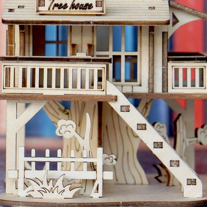Foyucool 3D Wooden Puzzle for Adults, DIY Creative Treehouse Design Model Kit, Creative Assembly Model Building Kits to Build for Adults, DIY Assembly Puzzle for Christmas Day