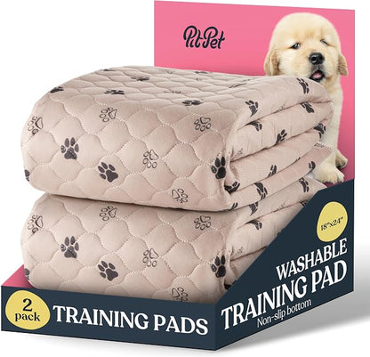 Super Absorbent Washable Pee Pads for Dogs - 2-Pack Superior Reusable Puppy Pads Pet Training Pads –100% Waterproof Dog Pee Pad Protects Against Urine Leakage Non-Slip Grip Prevents Slipping& Bunching