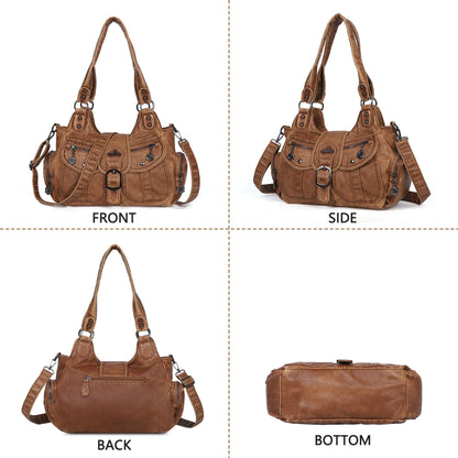 Angel Kiss Hobo Bags for Women Vegan Leather Shoulder Purses and Handbags Ladies Roomy Tote Bags Purse with Crossbody Strap,Brown