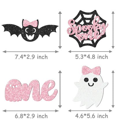Halloween Spooky One Centerpiece Sticks Pink Halloween Party Decorations 12PCS The Spooky One Birthday Table Toppers Ghost Theme Centerpieces for Girls 1st Birthday Baby Shower Supplies