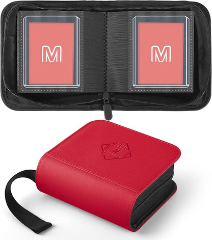 1 Pocket Toploader Binder Holds 40 Cards with 20 Sleeves Collectible Trading Card Album, for 3x4 Toploaders Hard Cases for TCG, MTG, Sports, Baseball, Football, Small Sports Card Book (1Red)