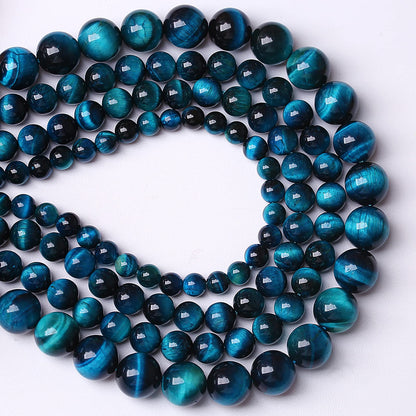 8mm 45PCS Blue Tiger Eye Beads Natural Stone Gemstone Spacer Loose Beads for Jewelry Making DIY Bracelet Semi Precious Beads Strand 15 inches