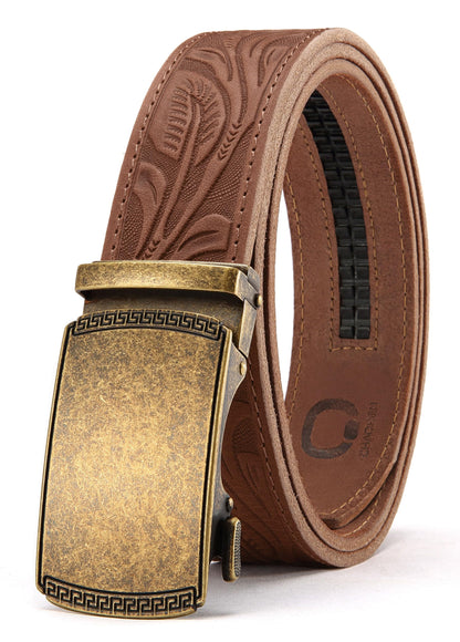 CHAOREN Mens Belt Leather Ratchet Belt - Customizable Fit, Effortless Style (35mm)