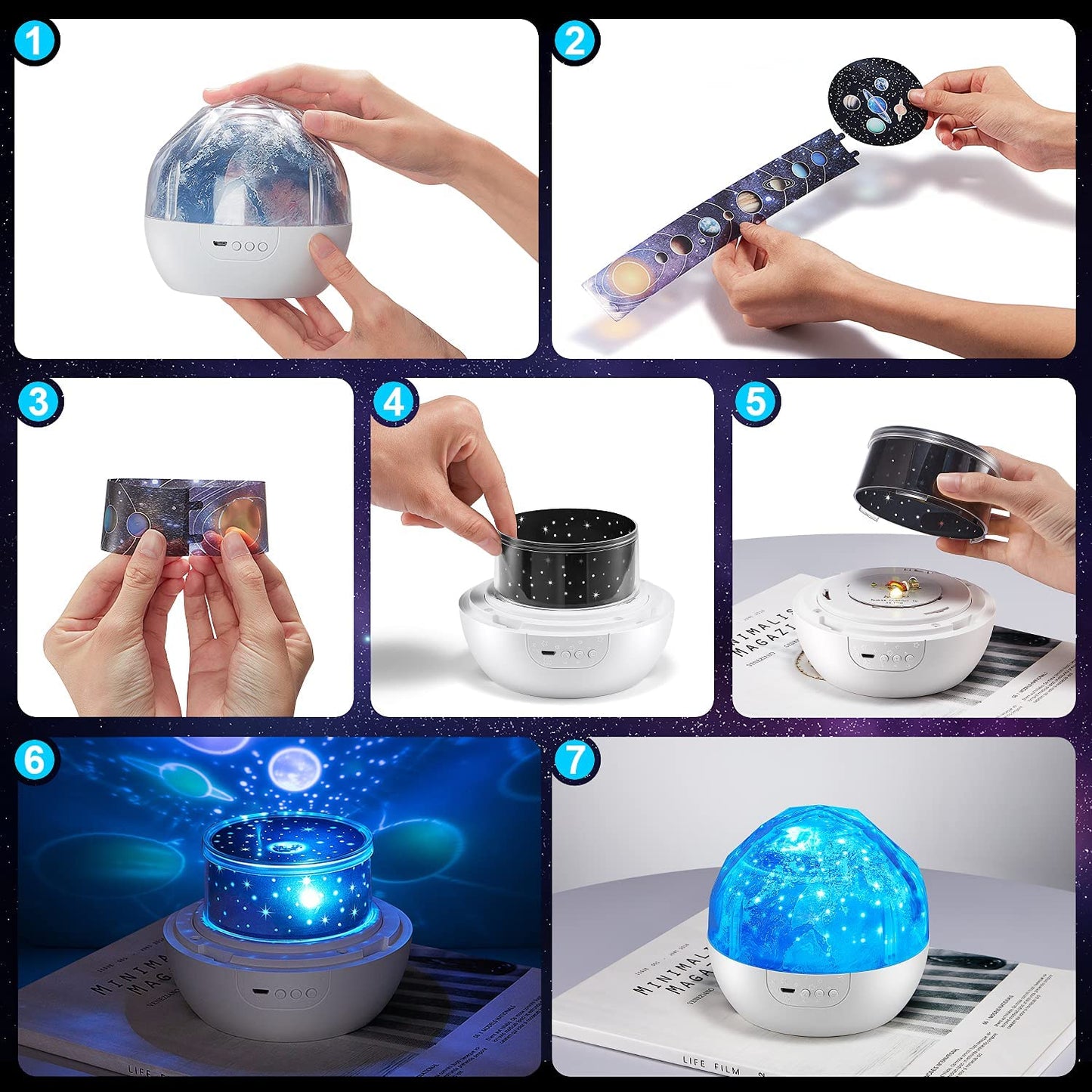 Solar System for Kids Projector Night Light, 360°Rotating+5 Films Planet Space Projector for Bedroom, Bright Night Light for Boys Room, Space Toys for Kids 3-5, Solar System Planet Toys for Boy Gifts