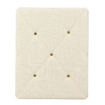 White Burlap Covered with Criss-Cross Twine Bulletin Picture & Memo Board, 19.75 x 15.75