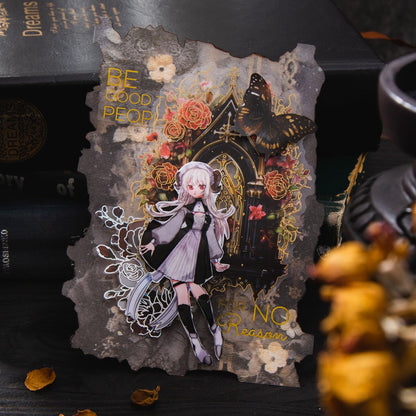 180 Sheets Dark Fantasy Gothic Vintage Cat Rose Decoupage Paper for Scrapbooking, Collage Art Projects, Antique Graveyard & Haunted Castles, Vintage Halloween Junk Journal Craft Paper