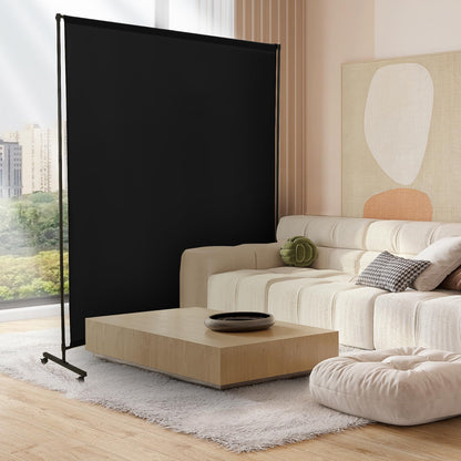 YSEJOMP Room Divider Screen 72"x72" with Lockable Caster Wheels, Privacy Panel for Home, Office, or Classroom, Easy to Move and Secure with Brake,Height Adjustable (Black, 72 X 72 Inches)