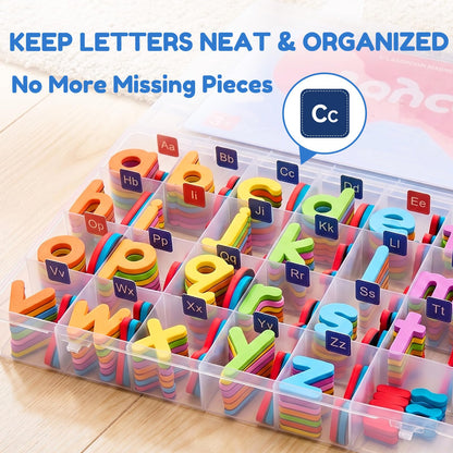 JoyCat English & Spanish Magnetic Letters Kit, 260 Pcs Foam Alphabet Magnets with Spanish Symbols & Double-Sided Magnetic Whiteboard, Bilingual Preschool Learning Toys for Classroom & Homeschool
