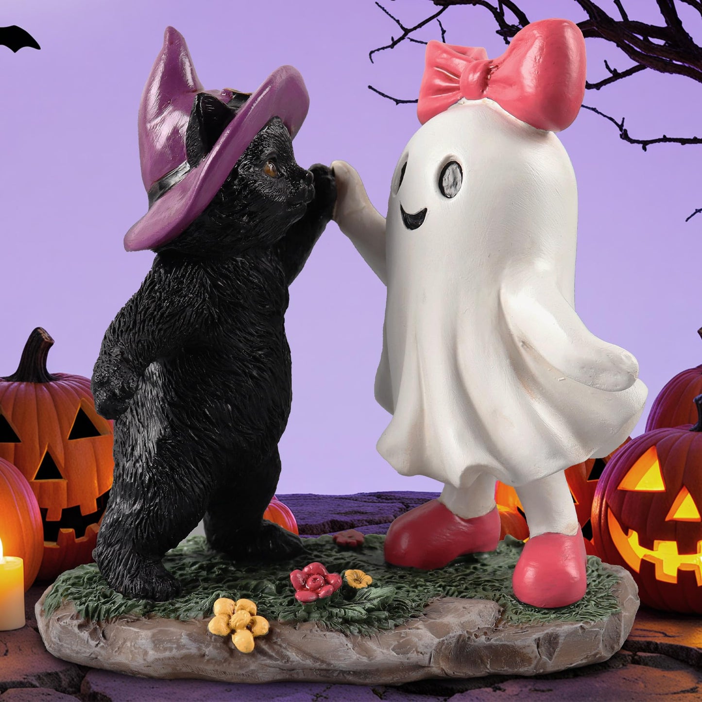 PAJH Halloween Decorations Indoor Ghost Gifts, Black Cat Ghost